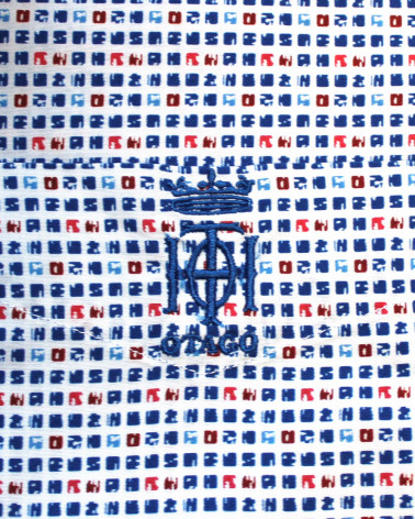 Broderie côté coeur de la chemise Pietri Otago bleu rouge pour homme