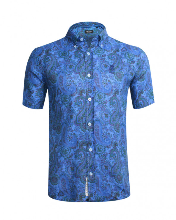 Chemise Roquebrune manches courtes imprimé bleu homme