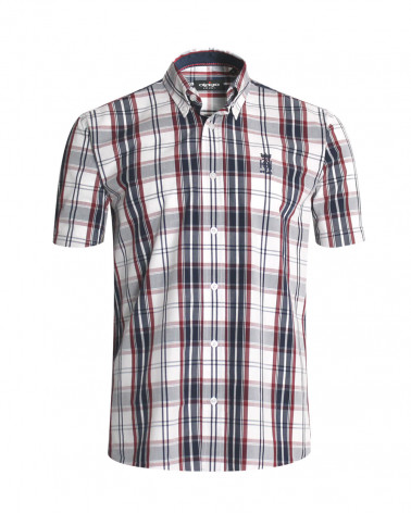 Chemise 341 manches courtes Otago écrue à carreaux homme