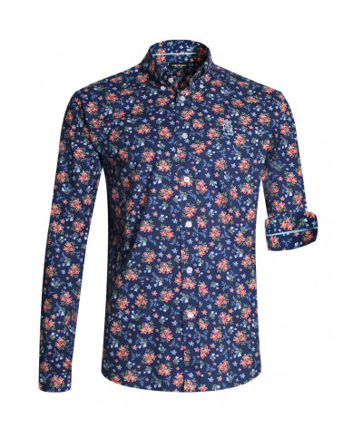 Chemise 117 manches longues Otago rugby bleu marine à motifs - Homme