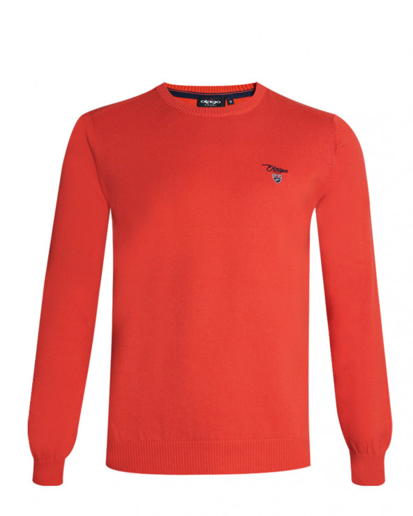 Pull Bologne col rond orange Otago homme