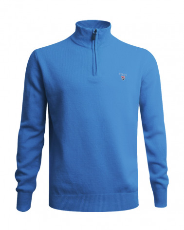 Pull Buenos Aires col zip Otago bleu océan pour homme