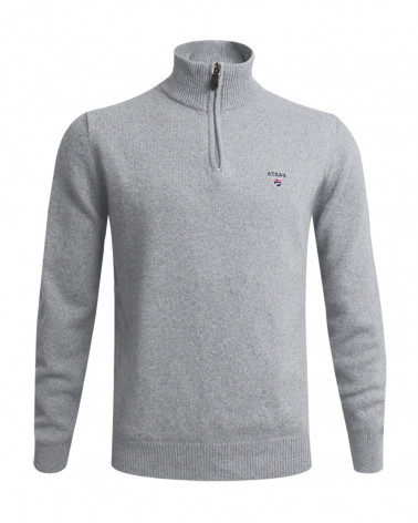 Pull Buenos Aires col zip Otago gris clair homme