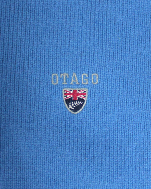 Broderie côté coeur du pull Buenos aires Otago bleu ocean pour homme