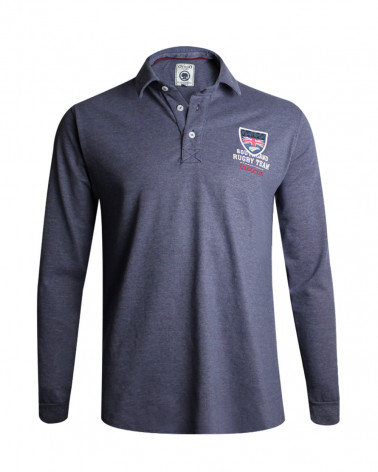 Polo Artax manches longues Otago rugby bleu chiné homme