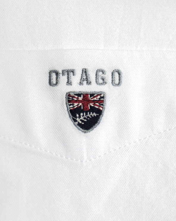 Broderie sur la poche côté cœur de la chemise Buenos aires oxford Otago blanc pour homme