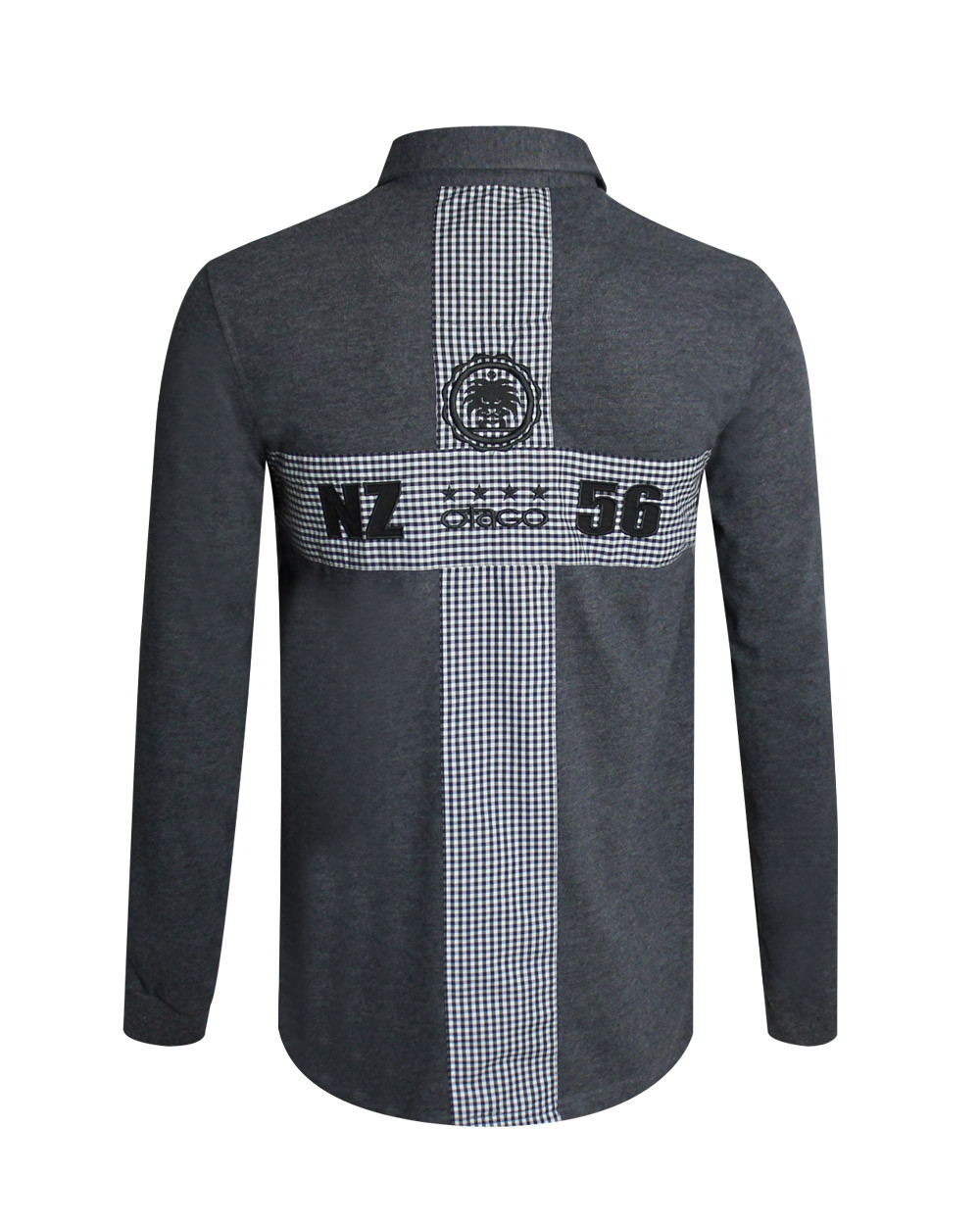 Polo Cross manches longues Otago rugby gris homme