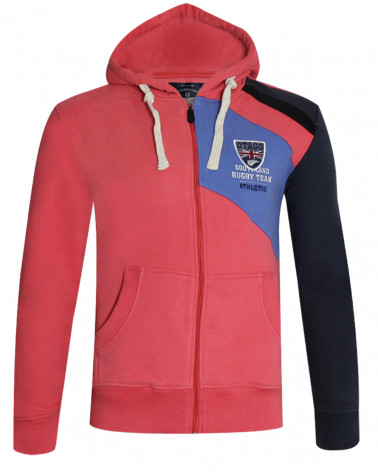 Sweat zip capuche FLASH OTAGO framboise homme