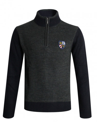 Pull col zip Adam Otago rugby gris foncé homme