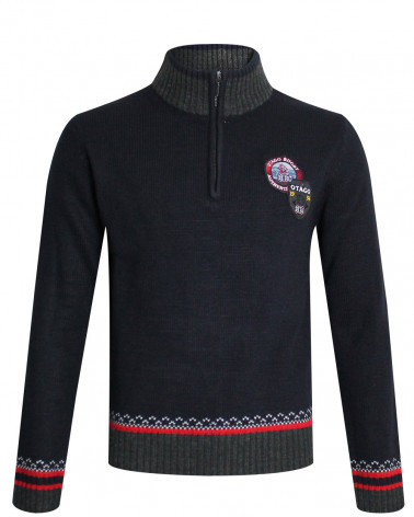 PULL COL ZIP NORWAY OTAGO Rugby bleu marine homme