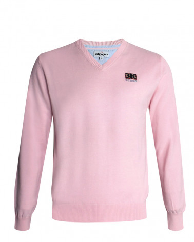 Pull Drapiji Otago col V rose Homme