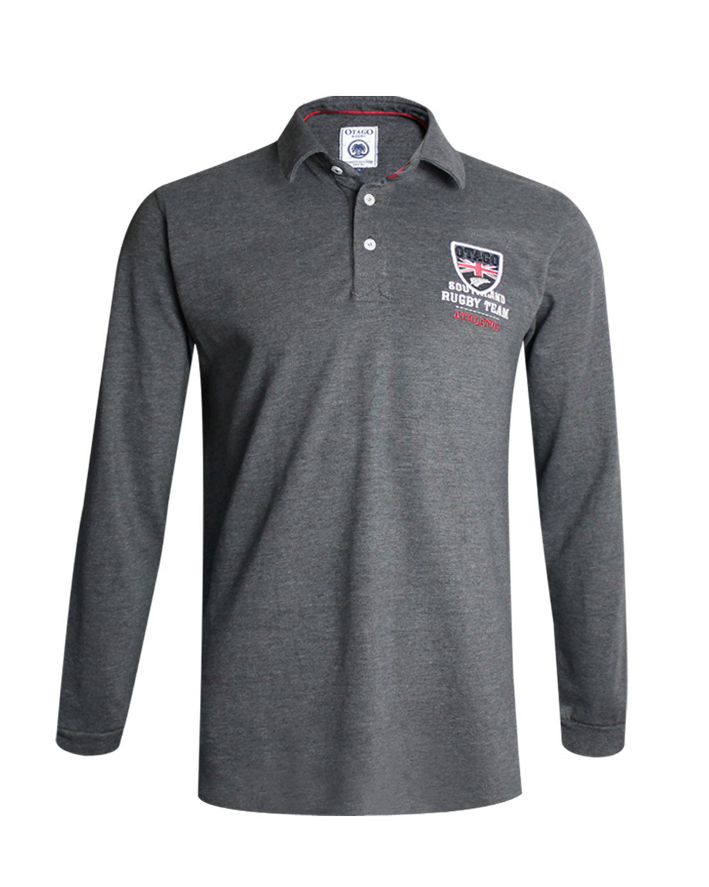 Polo Artax manches longues Otago rugby gris chiné homme