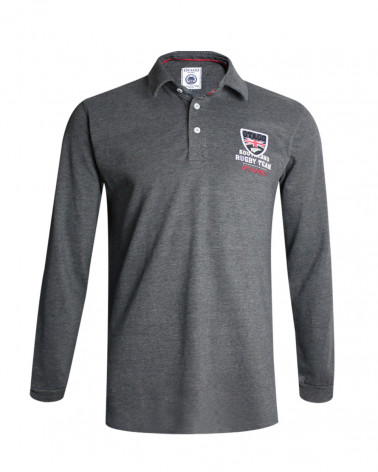 Polo Artax manches longues Otago rugby gris chiné homme