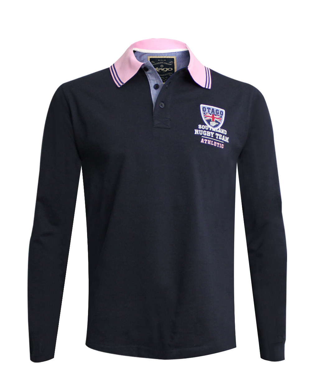 Polo Artax manches longues Otago rugby bleu marine homme