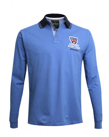 Polo Artax manches longues Otago rugby bleu lavande homme