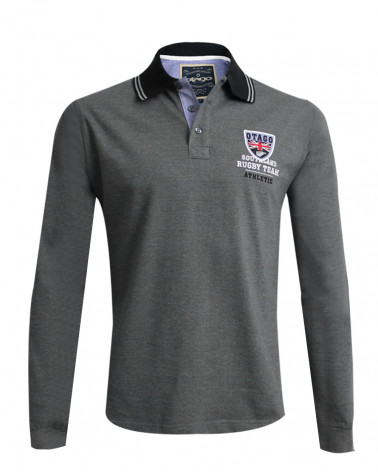 Polo Artax manches longues Otago rugby gris foncé homme