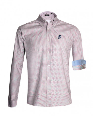 Chemise Mellah manches longues Otago rugby blanche à motifs homme