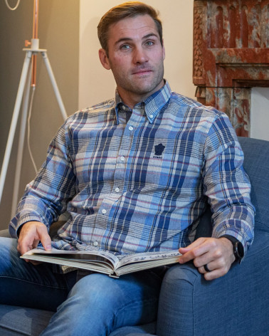 Chemise Rimouski manches longues Otago rugby bleu ciel à carreaux homme