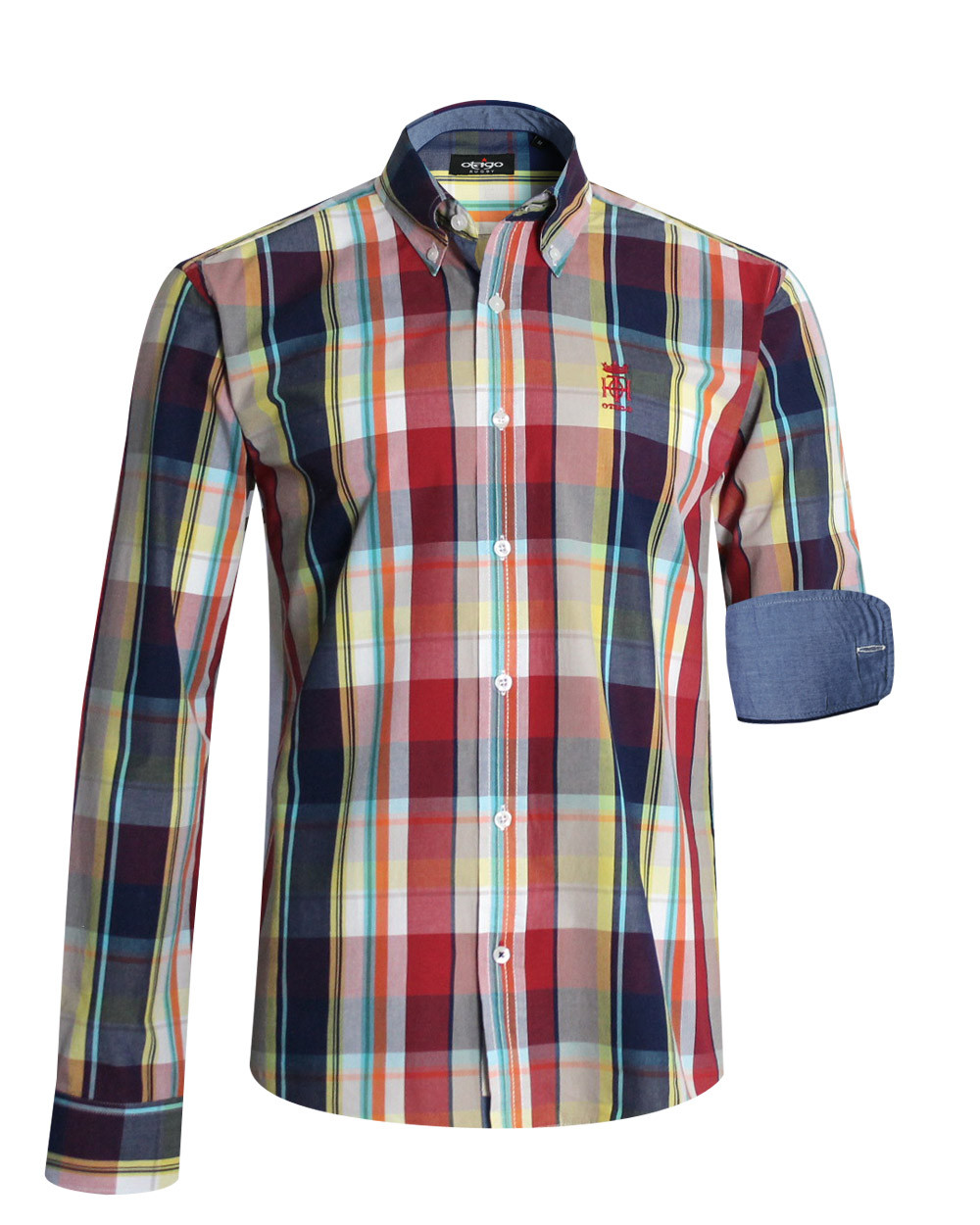 Chemise manches longues 136 Otago rugby rouge à carreaux homme