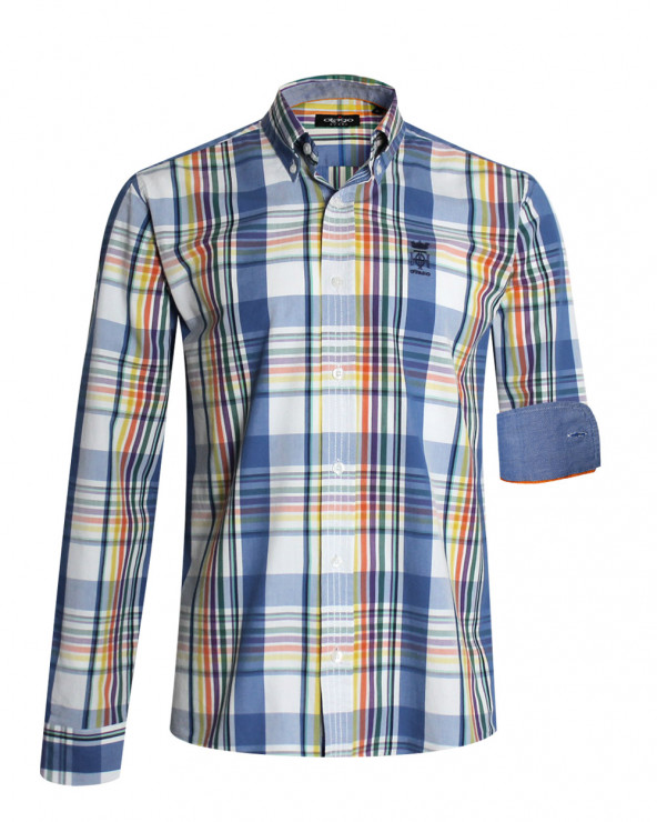 Chemise manches longues 136 Otago rugby à carreaux multicolores homme