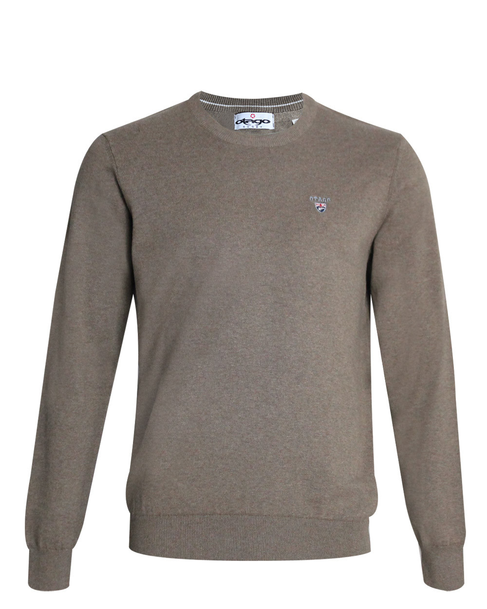 Pull col rond coton Buenos aires Otago  marron chiné homme