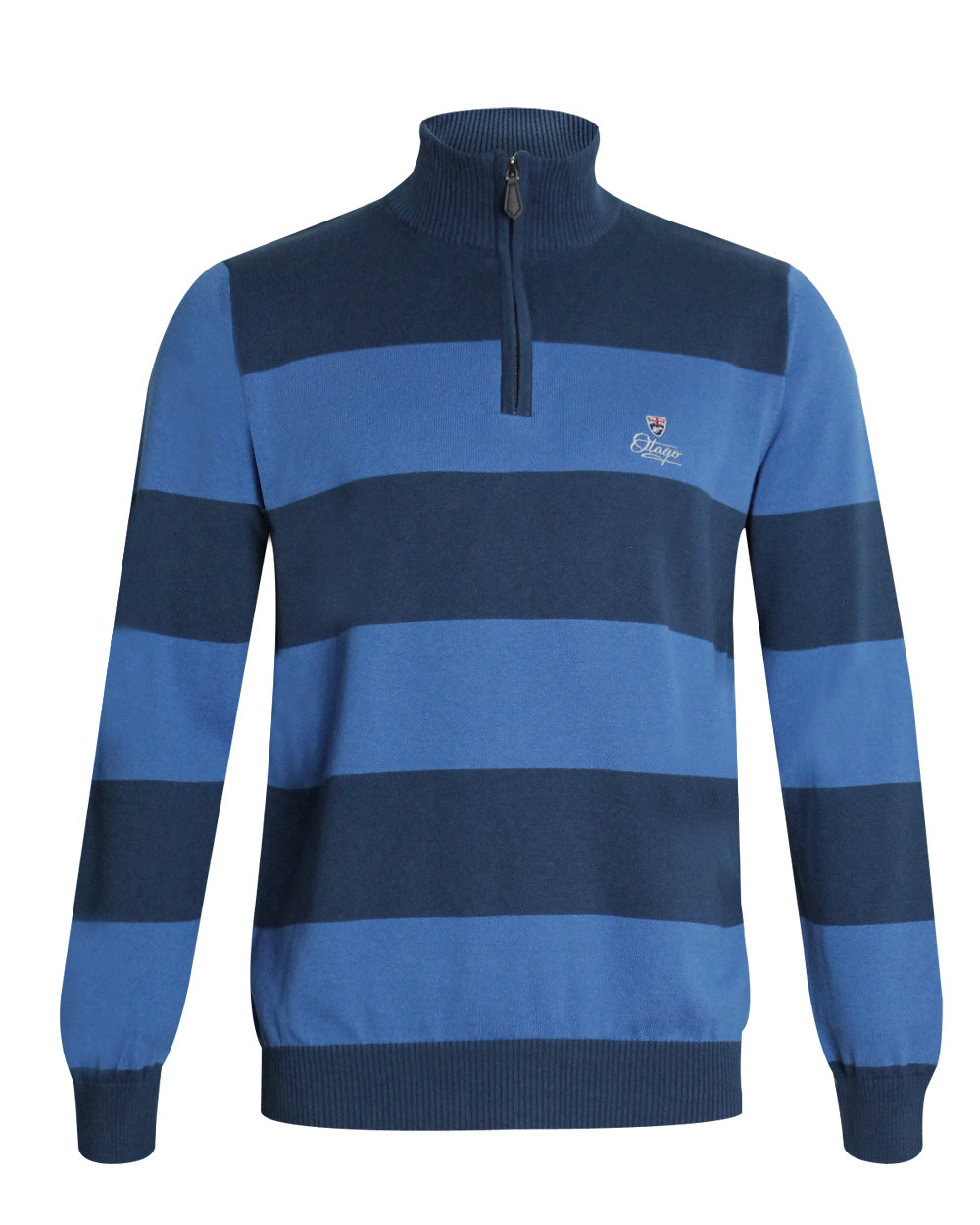 Pull col zip RAYGAN Otago rugby homme rayé marine lavande