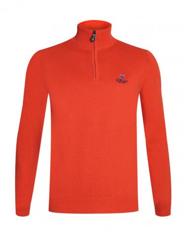 Pull col 1/2 zip BOLOGNE orange pour homme