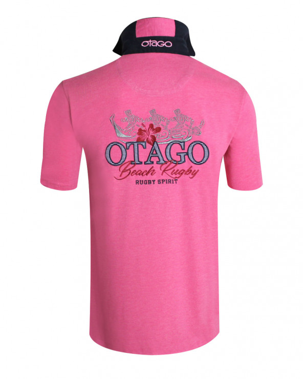 Polo Spiripague manches courtes Otago rugby rose chiné  pour homme