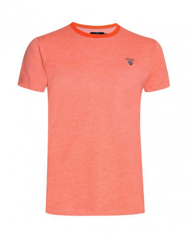 Tee shirt Buenaray Otago rugby orange rayé col rond homme