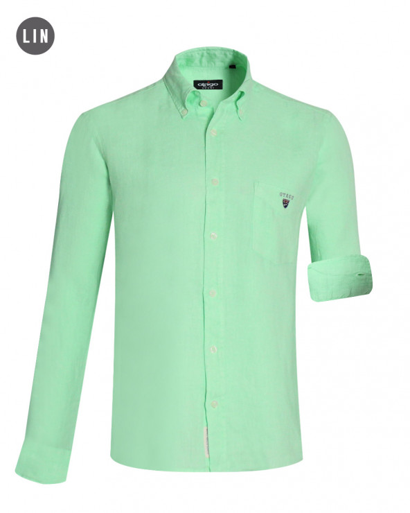 chemise LIN BUENOS AIRES manches longues Otago rugby vert pomme Homme