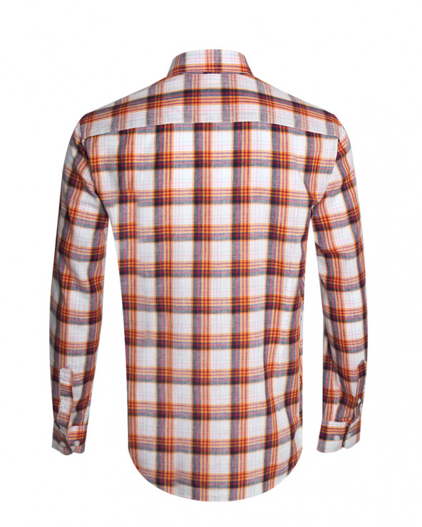 Dos de la chemise LIN BUENOS AIRES Otago carreaux orange homme