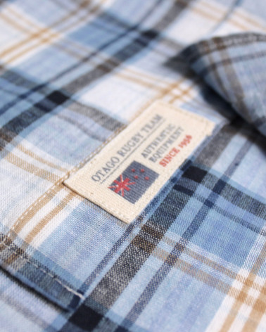 Détail produit de la chemise LIN BUENOS AIRES Otago carreaux bleu homme