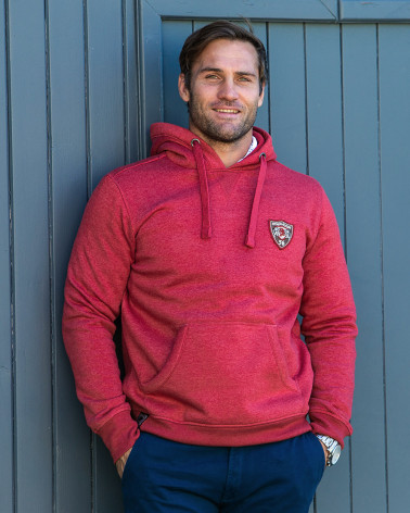 Sweat capuche Mialion Otago rugby rouge pour homme