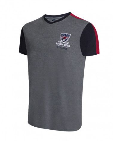 Tee-shirt col V TRITAG Otago rugby gris chiné marine bordeaux Homme
