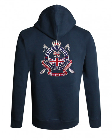 Sweat zip capuche Phil Otago bleu marine brodé homme