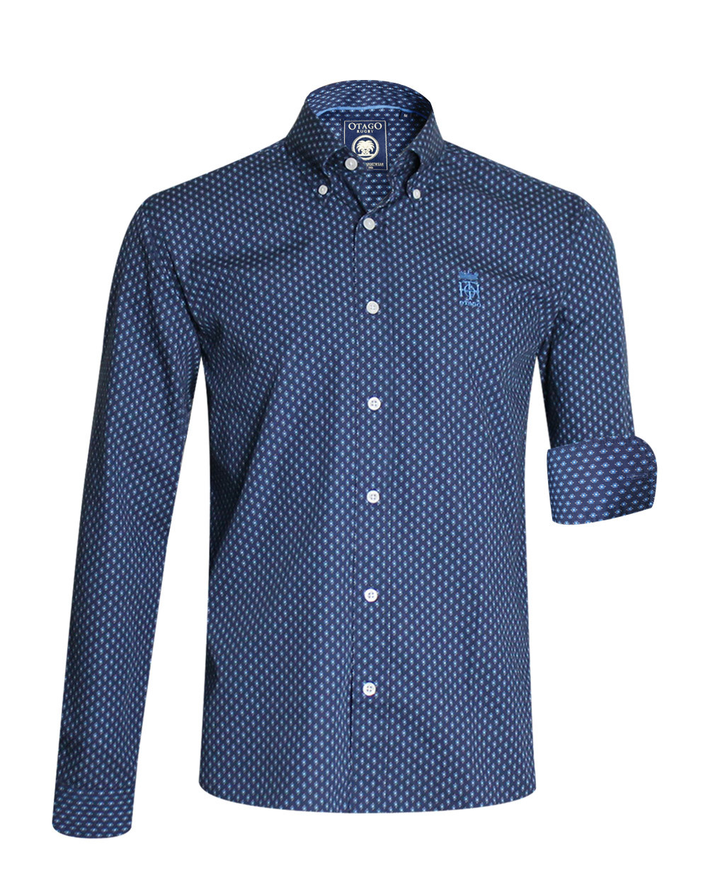 Chemise manches longues 189 Otago rugby bleu marine à motifs pour homme