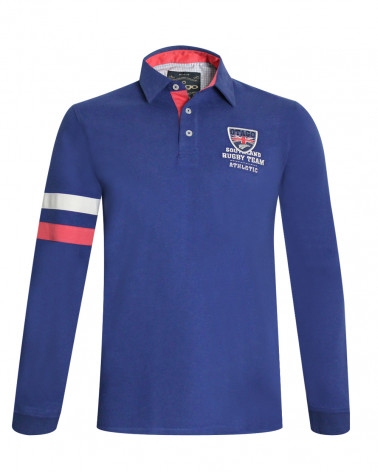 Polo BORA manches longues Otago rugby bleu royal pour homme