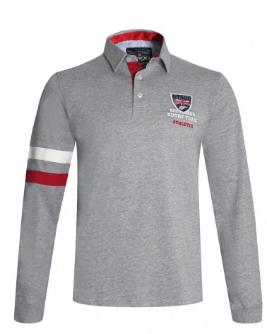 Polo BORA manches longues Otago rugby gris clair pour homme