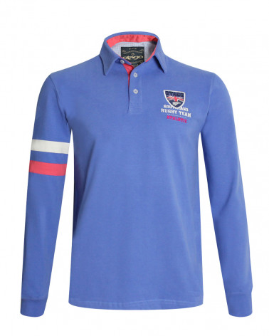 Polo BORA manches longues Otago rugby bleu lavande pour homme