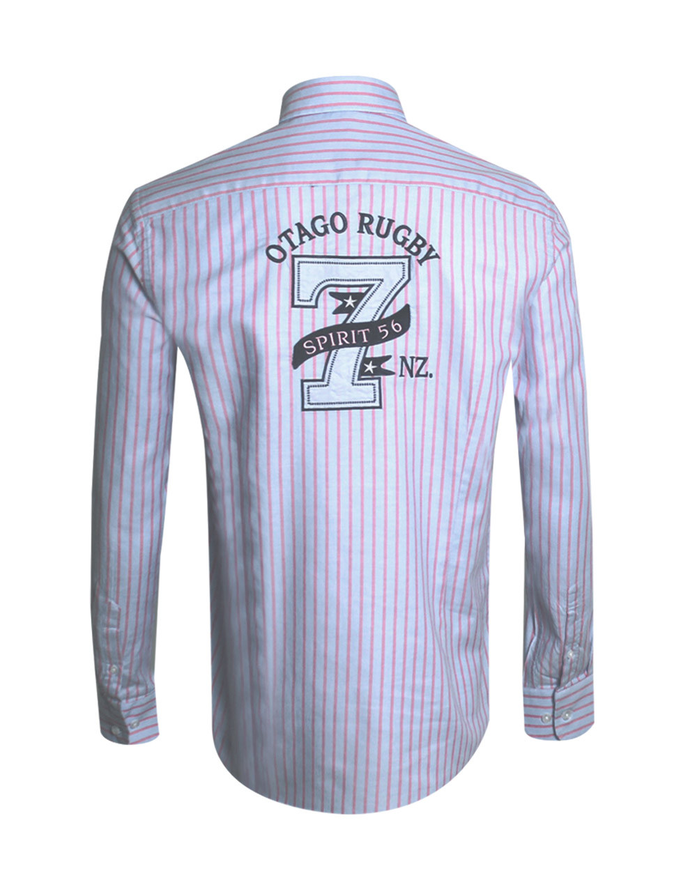 Chemise manches longues LABEL BICO rayée ciel/rose Otago rugby pour homme