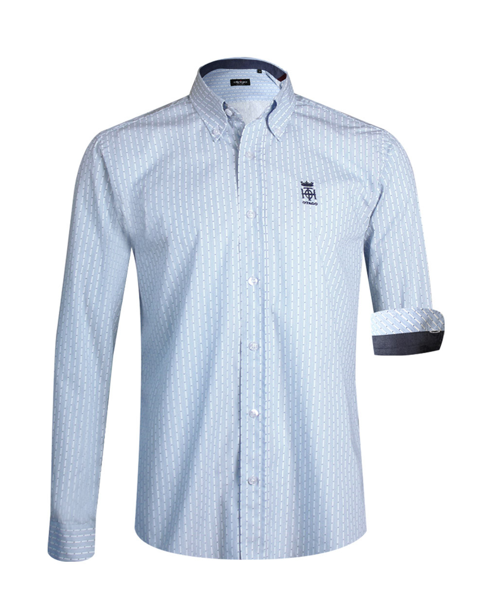 Chemise MADER manches longues Otago rugby à motifs bleu ciel pour homme