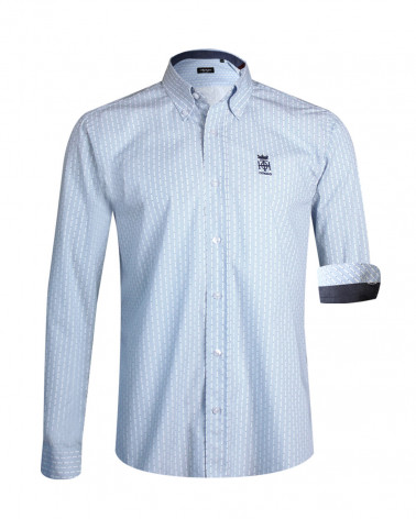 Chemise MADER manches longues Otago rugby à motifs bleu ciel pour homme