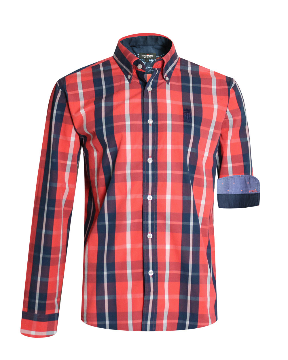 Chemise DIA manches longues Otago rugby orange à carreaux pour homme