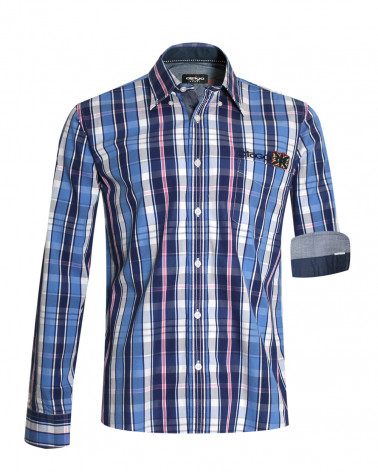 Chemise DIA manches longues Otago rugby bleue à carreaux pour homme