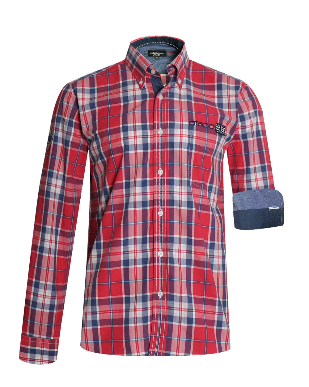 Chemise DIA2 manches longues Otago rugby rouge à carreaux pour homme