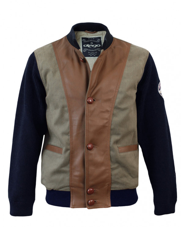 Veste cuir DAFFY Otago rugby bleu marine homme