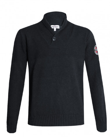 Pull col challe boutonné NORVEGE Otago bleu marine pour Homme