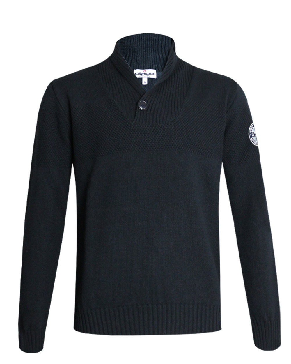 Pull col challe boutonné ISOLA Otago bleu marine pour Homme