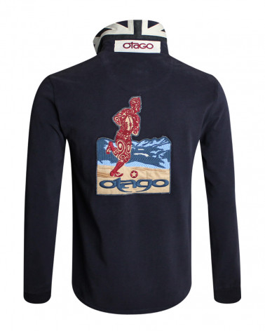 Polo manches longues MARCO TATOO Otago rugby bleu marine pour Homme