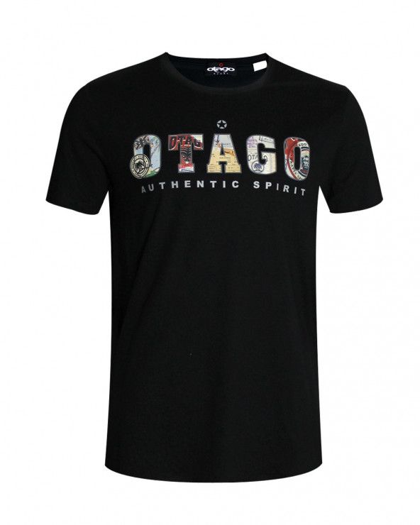 Tee shirt SCRIBOOK Otago rugby noir coton Bio homme